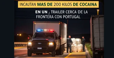 Incautan más de 200 kilos de cocaína en un tráiler cerca de la frontera con Portugal