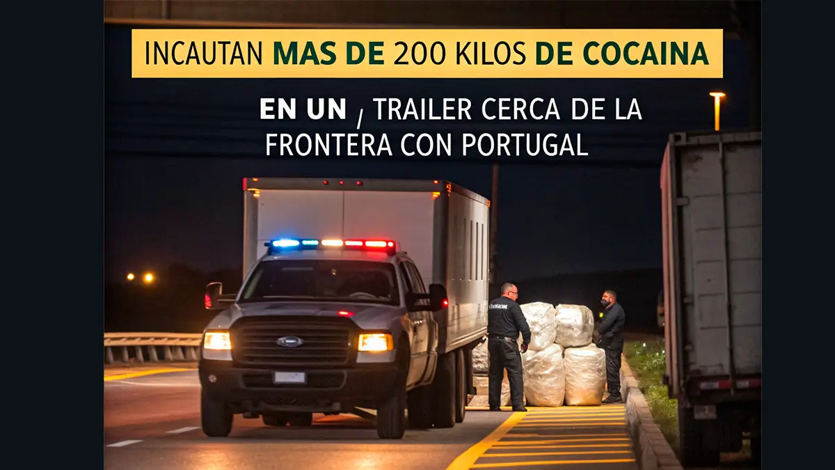 Incautan más de 200 kilos de cocaína en un tráiler cerca de la frontera con Portugal