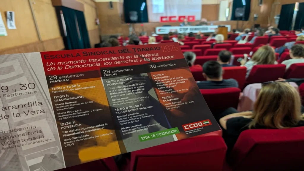 Defensa de la Democracia y Derechos: CCOO Extremadura celebra su Escuela Sindical del Trabajo 2025 con Unai Sordo