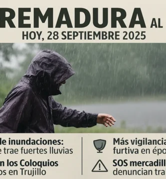 Extremadura en alerta: La borrasca Gabriel trae lluvias tormentas y cancelaciones este domingo 28 de septiembre