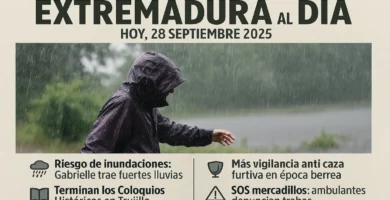 Extremadura en alerta: La borrasca Gabriel trae lluvias tormentas y cancelaciones este domingo 28 de septiembre