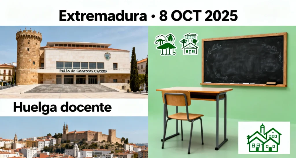 Datos de Huelga Docente. Visita Presidencial y Sucesos Clave: Resumen de Noticias en Extremadura | 8 de Octubre