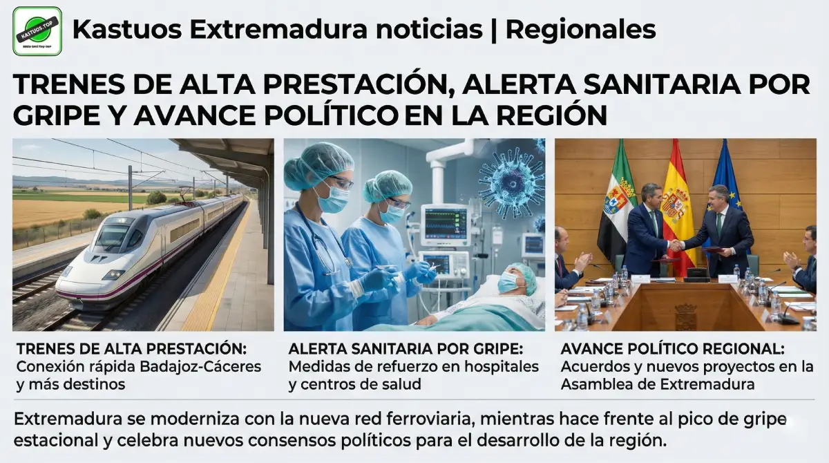 Kastúos Noticias Extremadura | Trenes de Alta Prestación, Alerta Sanitaria por Gripe y Avance Político en la Región