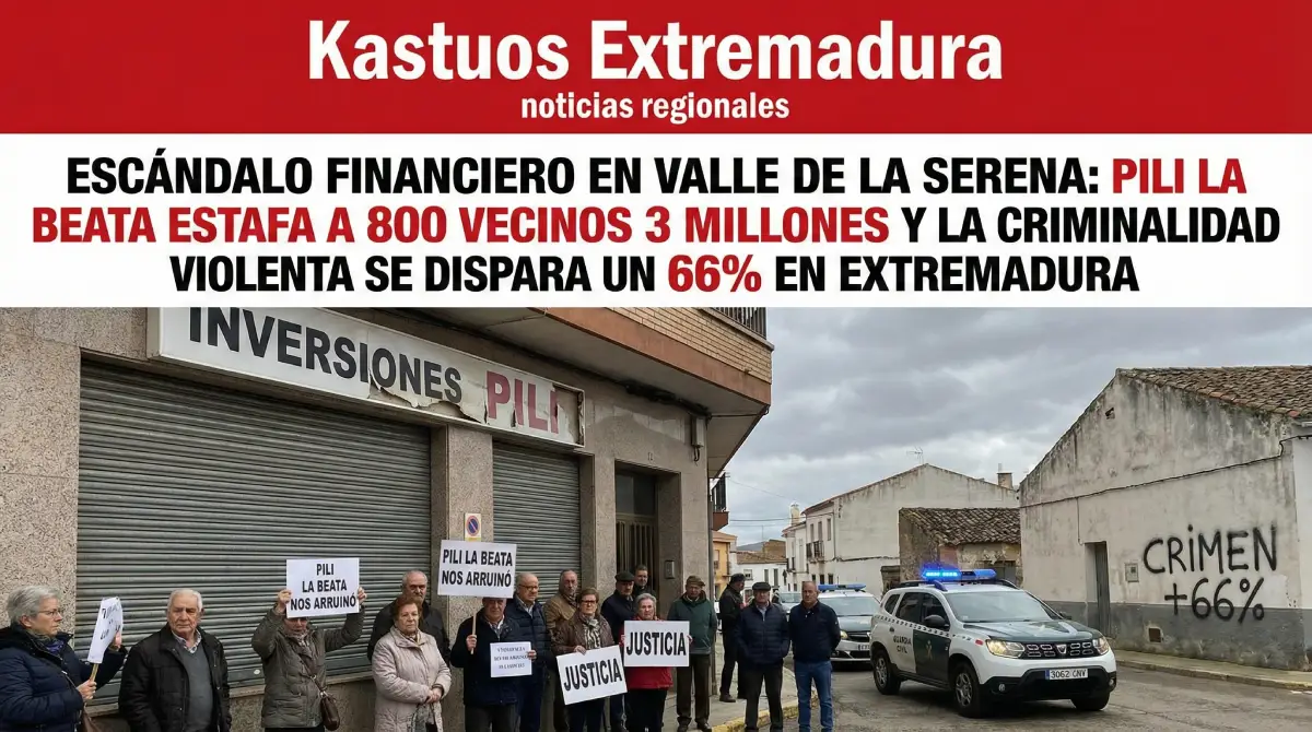 Escándalo Financiero en Valle de la Serena: Pili la Beata Estafa a 800 Vecinos 3 Millones y la Criminalidad Violenta se Dispara un 66% en Extremadura