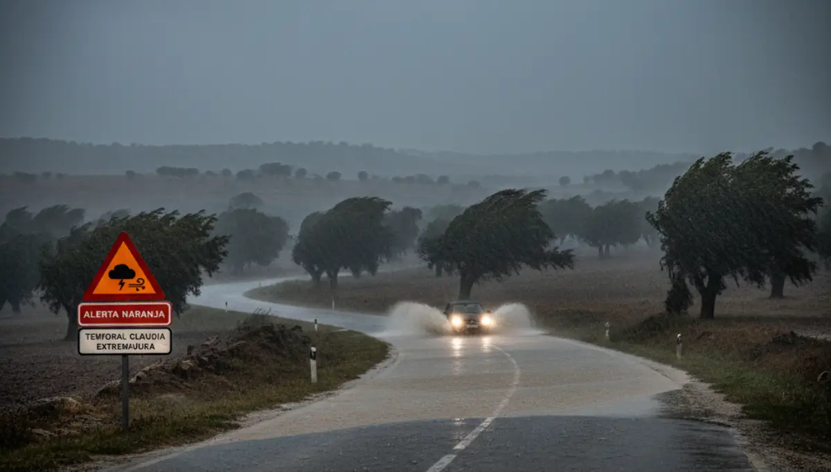 Extremadura en Alerta Naranja por el Temporal Claudia: Lluvia Intensa y Viento Azotan la Región