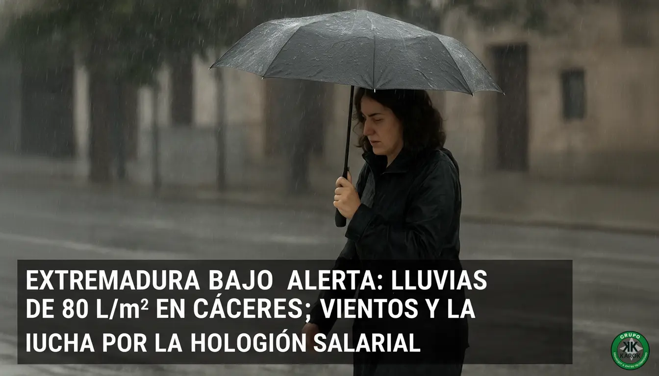Extremadura bajo Alerta: Lluvias de 80 L/m² en Cáceres; Vientos y la Lucha por la Homologación Salarial