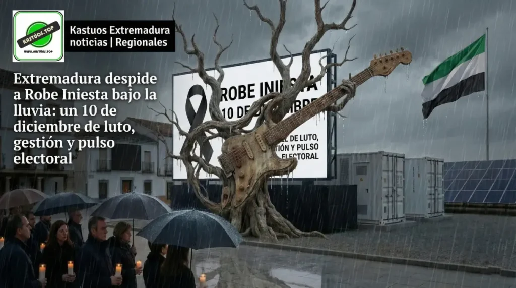 Extremadura despide a Robe Iniesta bajo la lluvia: un 10 de diciembre de luto, gestión y pulso electoral