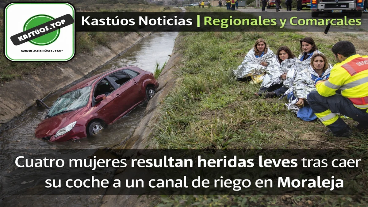 Cuatro mujeres resultan heridas leves tras caer su coche a un canal de riego en Moraleja