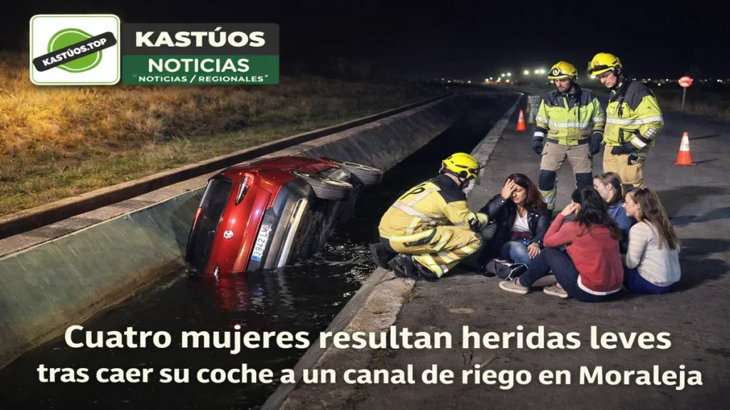 Cuatro mujeres resultan heridas leves tras caer su coche a un canal de riego en Moraleja